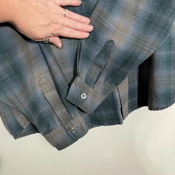 Harley-Davidson Blue Brown Plaid Button Down Shirt Size L - Picture 7 of 9